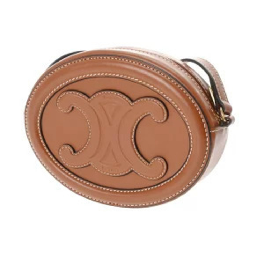 Celine Cuile Triomphe Oval Purse Tan Calfskin Shoulder Bag Handbag - Picture 2 of 9
